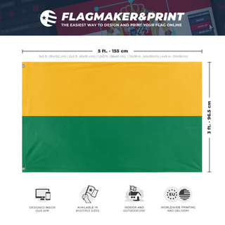 A mockup depicting custom flag specifications and measurements for 'Chernarus Defense Forces flag'