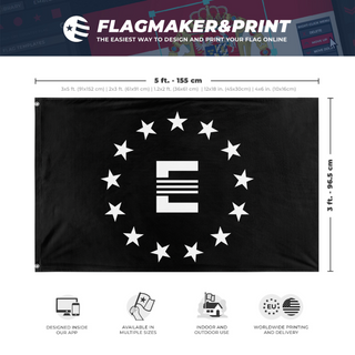 A mockup depicting custom flag specifications and measurements for 'Enclave flag'