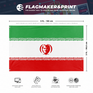 A mockup depicting custom flag specifications and measurements for 'ADRIAN flag'