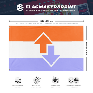 A mockup depicting custom flag specifications and measurements for 'RedditFlag'