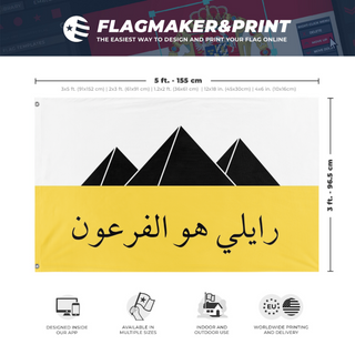 A mockup depicting custom flag specifications and measurements for 'Cairo flag'