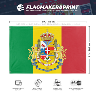 A mockup depicting custom flag specifications and measurements for 'Italian State of East Africa flag'
