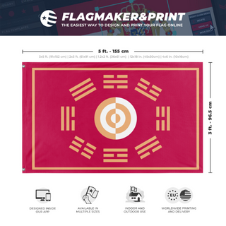 A mockup depicting custom flag specifications and measurements for 'Flag of the Joseon Dynasty'