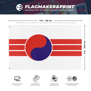A mockup depicting custom flag specifications and measurements for 'Flag of the People's Republic of Korea'