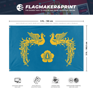 A mockup depicting custom flag specifications and measurements for 'Presidential Standard of South Korea flag'