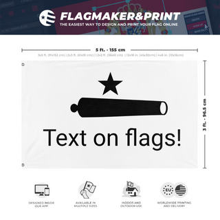 A mockup depicting custom flag specifications and measurements for 'hjb flag'