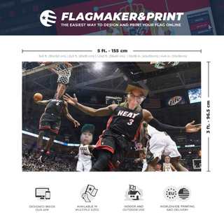 A mockup depicting custom flag specifications and measurements for 'The flag'