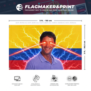 A mockup depicting custom flag specifications and measurements for 'Mr.Jimenez flag'