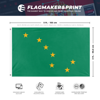 A mockup depicting custom flag specifications and measurements for 'WCA flag'