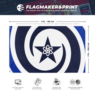 A mockup depicting custom flag specifications and measurements for 'Posada flag'