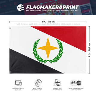 A mockup depicting custom flag specifications and measurements for 'Brazil Alt flag'