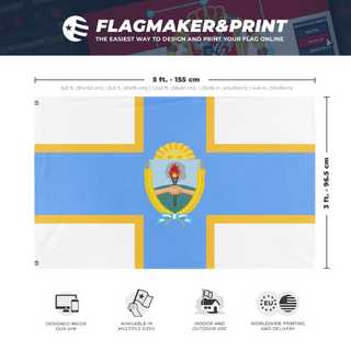 A mockup depicting custom flag specifications and measurements for 'Argentine National state'