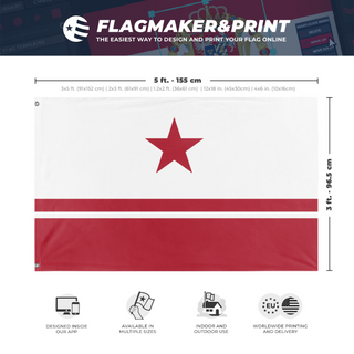 A mockup depicting custom flag specifications and measurements for 'Etayanic Republic flag'