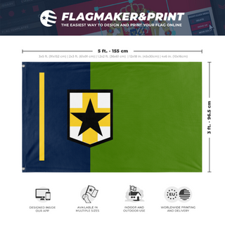 A mockup depicting custom flag specifications and measurements for 'The Lyran commonealth flag'