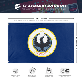 A mockup depicting custom flag specifications and measurements for 'OldRebelLoon flag'