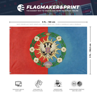 A mockup depicting custom flag specifications and measurements for 'eclipse flag'