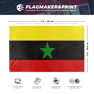 A mockup depicting custom flag specifications and measurements for 'Melon flag'
