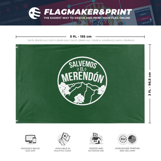 A mockup depicting custom flag specifications and measurements for 'sem flag'
