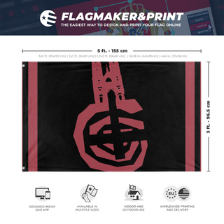 A mockup depicting custom flag specifications and measurements for 'another flsg  flag'
