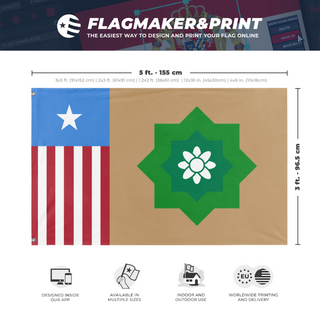 A mockup depicting custom flag specifications and measurements for 'Family Flag'