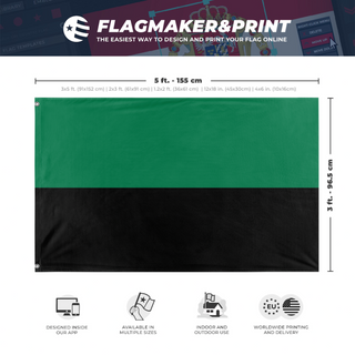 A mockup depicting custom flag specifications and measurements for 'Neo-Judean flag'