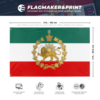 A mockup depicting custom flag specifications and measurements for 'IIF'