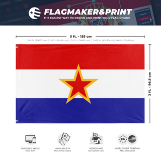 A mockup depicting custom flag specifications and measurements for '2026 Croatia flag'