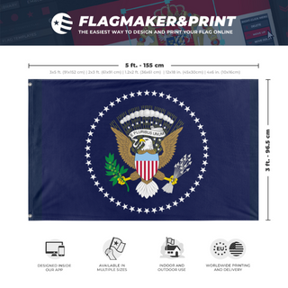A mockup depicting custom flag specifications and measurements for 'th flag'