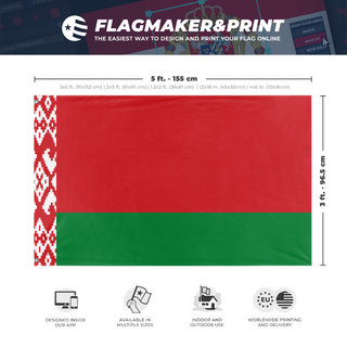 A mockup depicting custom flag specifications and measurements for 'T flag'