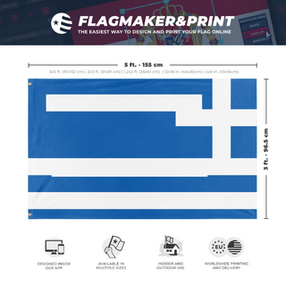 A mockup depicting custom flag specifications and measurements for 'T flag'