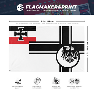 A mockup depicting custom flag specifications and measurements for 'T flag'