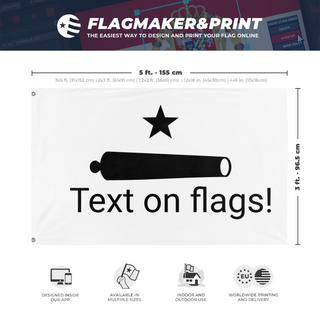 A mockup depicting custom flag specifications and measurements for 'rst flag'