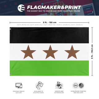 A mockup depicting custom flag specifications and measurements for 'Flag of the Fennec Union'