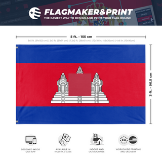 A mockup depicting custom flag specifications and measurements for 'T flag'