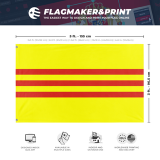 A mockup depicting custom flag specifications and measurements for 'Vietnam flag'