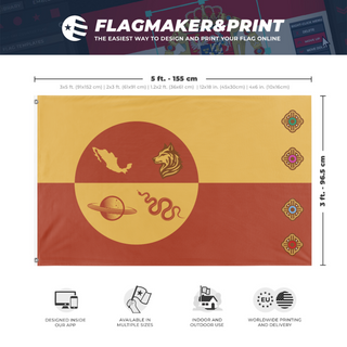 A mockup depicting custom flag specifications and measurements for 'Family Flag'