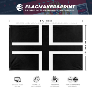 A mockup depicting custom flag specifications and measurements for 'fascist flag'