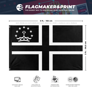 A mockup depicting custom flag specifications and measurements for 'tajik flag'