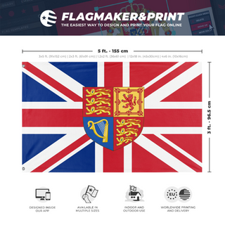 A mockup depicting custom flag specifications and measurements for 'Franco-British Union flag'