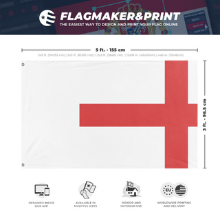 A mockup depicting custom flag specifications and measurements for 'mmmm flag'