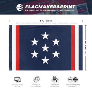 A mockup depicting custom flag specifications and measurements for 'FCU flag'