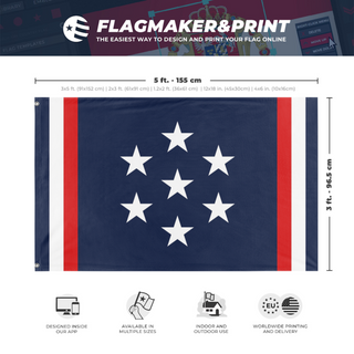 A mockup depicting custom flag specifications and measurements for 'FCU flag'