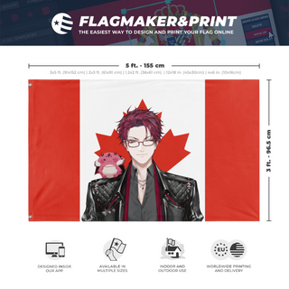 A mockup depicting custom flag specifications and measurements for 'jurard_CA flag'