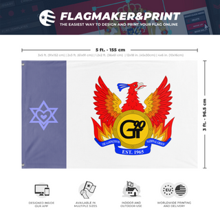 A mockup depicting custom flag specifications and measurements for 'The GamingTony90 National Group flag'