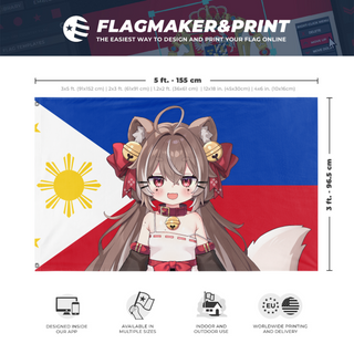 A mockup depicting custom flag specifications and measurements for 'mocha flag'