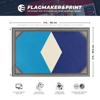 A mockup depicting custom flag specifications and measurements for '4th Republic flag'