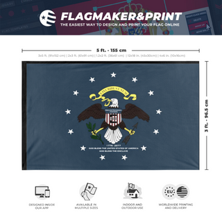 A mockup depicting custom flag specifications and measurements for 'h flag'