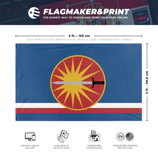 A mockup depicting custom flag specifications and measurements for 'Federated Suns flag'