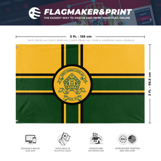 A mockup depicting custom flag specifications and measurements for 'TGS flag'