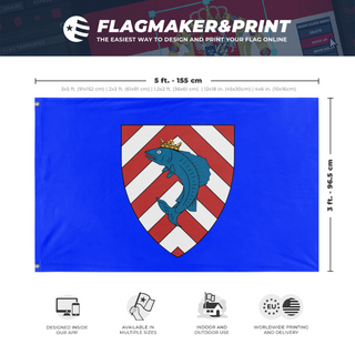 A mockup depicting custom flag specifications and measurements for 'American Peoples Government'